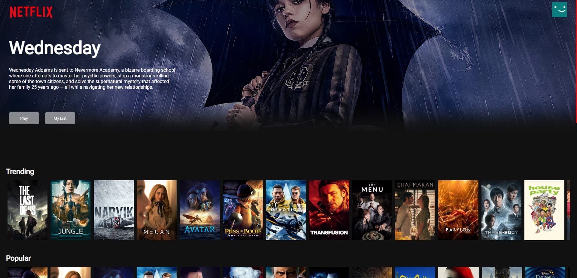 A netflix clone website using TMDB api that tracks the trending, upcoming, latest, and top-rated movies.