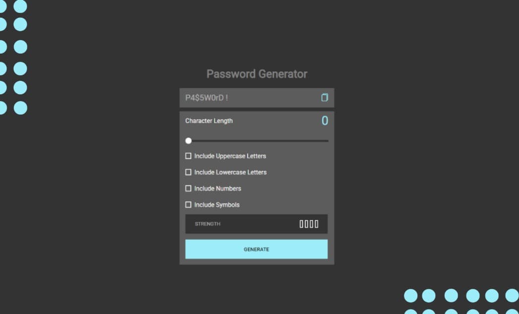 A simple random password generator from Frontendmentor.io challenge that can be used to generate secure passwords.